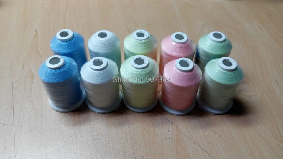Популярная нить для вышивки светится в темноте 1000Y/cone, 5 цветов в 10 конусов