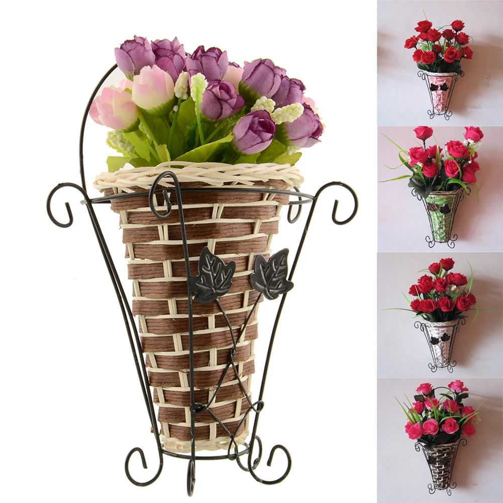 

Weave Vine Mural Wall Hanging Flower Basker Artificial Flower Plant Ivy Vase Flower Arrangment Container Weeding Home Decor