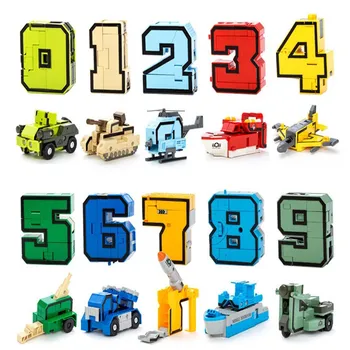 

GUDI Transformer Number Robot Bricks 10 in 1 Creative Assembling Educational Action Figures Building Block Model toy Kids gifts