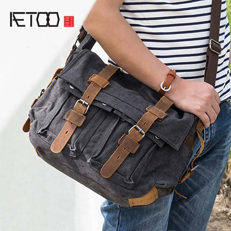 

BJYL Casual canvas bag men's shoulder crossbody bag man oblique cross sack