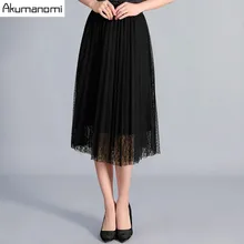 Летняя сетчатая кружевная юбка 5xl юбки большого размера принцессы с высокой талией винтажная многослойная Тюлевая плиссированная юбка со складками Jupe Falda
