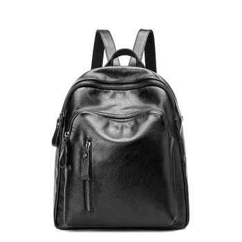 

Women Backpack Genuine Leather School Bags Girls Leisure Backpacks Female Rucksack Candy Color Daypack Trendy Girl C691