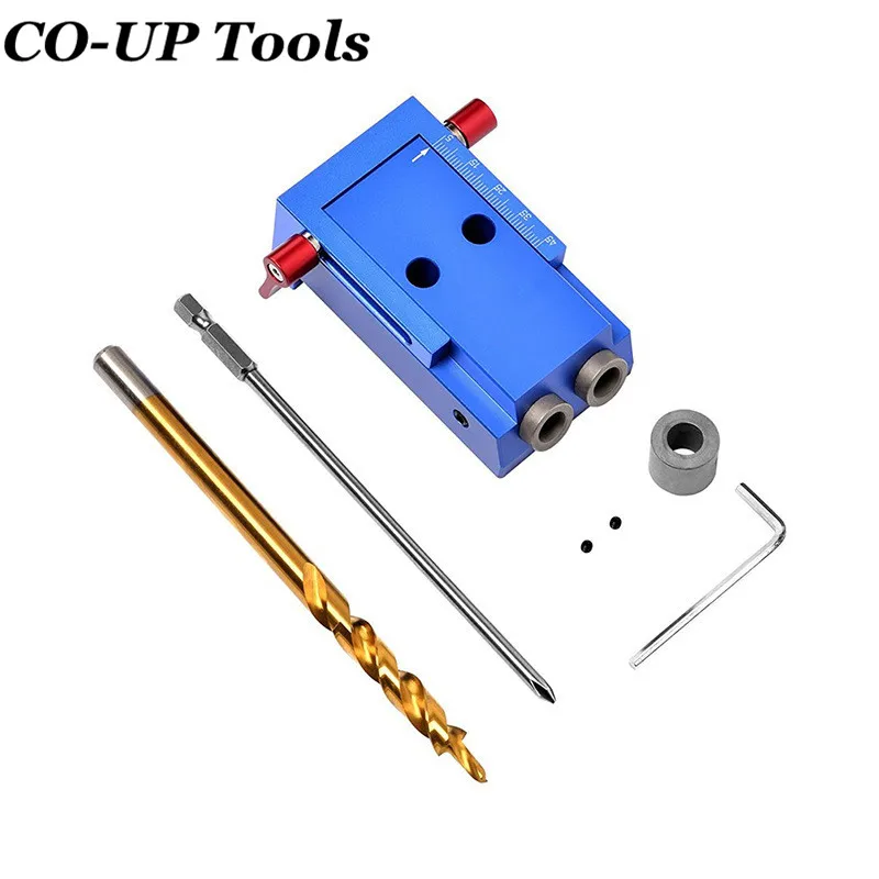 Aluminum Pocket Hole Jig Kit For Kreg Wood Hole Saw 9.5mm Step Drill