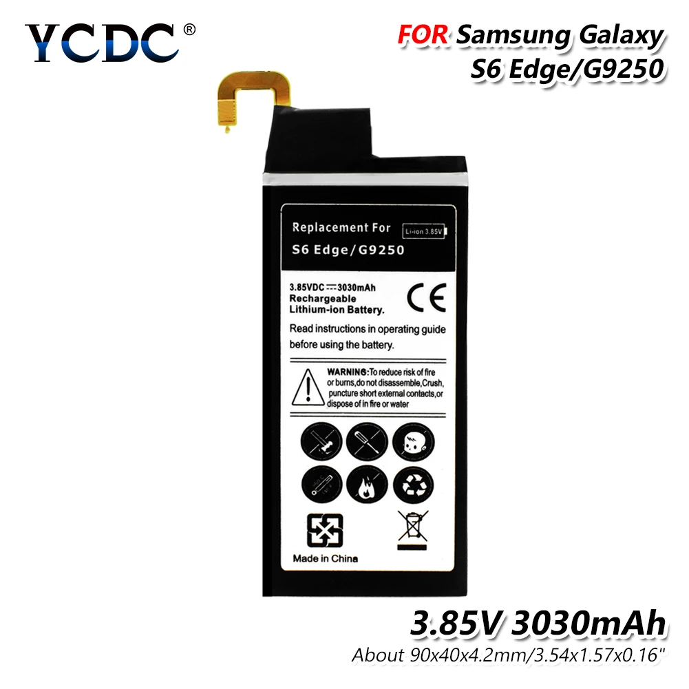 Безопасная зарядная батарея для мобильного телефона samsung Galaxy S6 Edge G9250 G925F G925FQ G925L 3,85 V Вольт 3030mAh литий-ионная батарея