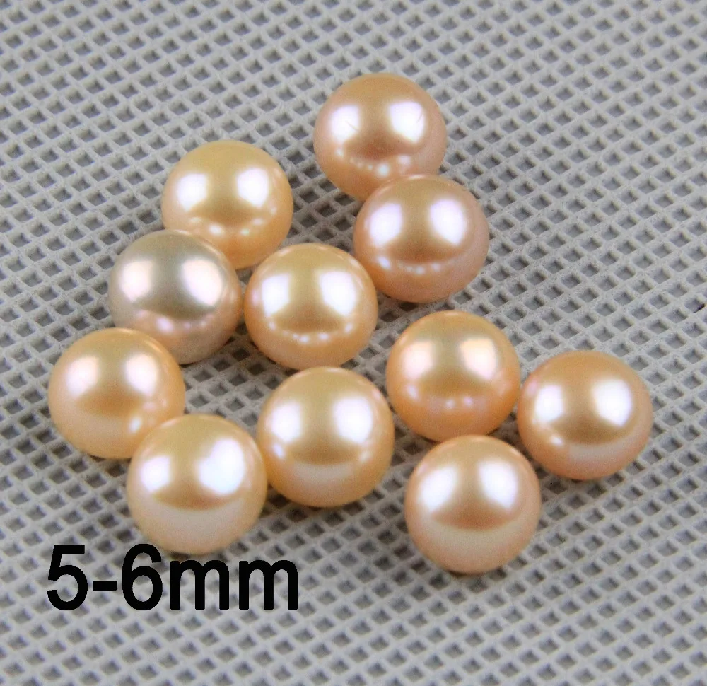 

0.9mm half drilled 5-6mm button pearl pairs,real pearl beads,pearl earring material,ivory white,pink,purple,wholesale from china