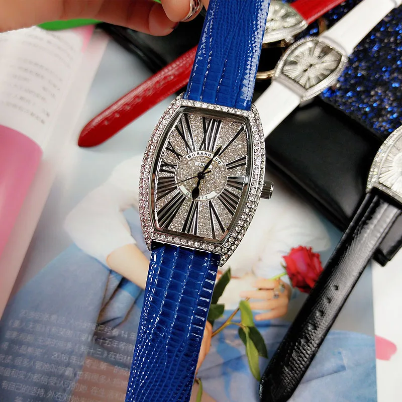 Женские часы Роскошная марка, Женская мода с кристаллами Tonneau Кварцевые женские наручные часы женские часы Relogio Feminino