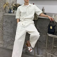 Мужские шаровары летние свободные повседневные рубашки с коротким рукавом Брюки-комбинезоны мужские модные уличные хип-хоп брюки-карго Брюки