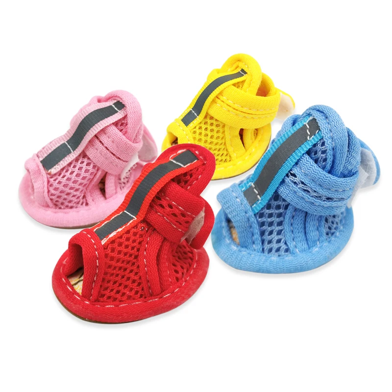 Perro de verano Zapatos de malla transpirable cachorro zapatos para perros pequeños perros gatos lindo Anti-Slip Pug Chihuahua Sandalias Zapatos de colores de caramelo