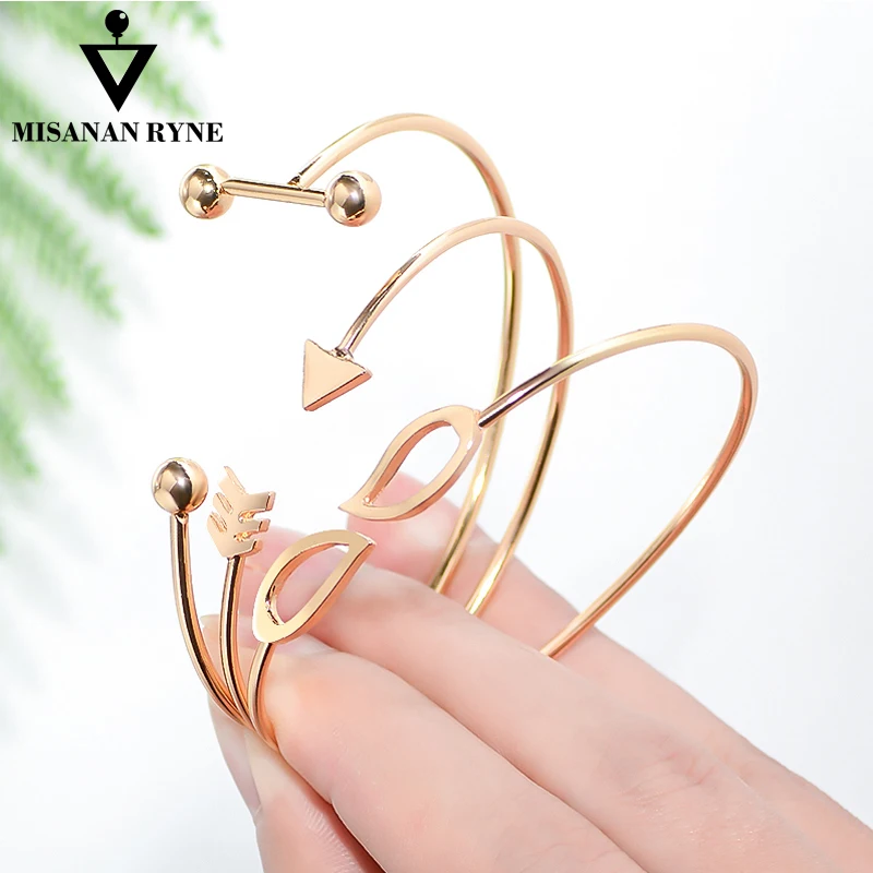 

MISANANRYNE 4 Pcs/ Set Classic Arrow Knot Round Crystal Multilayer Adjustable Open Bracelet Set Women Jewelry Boho Styles