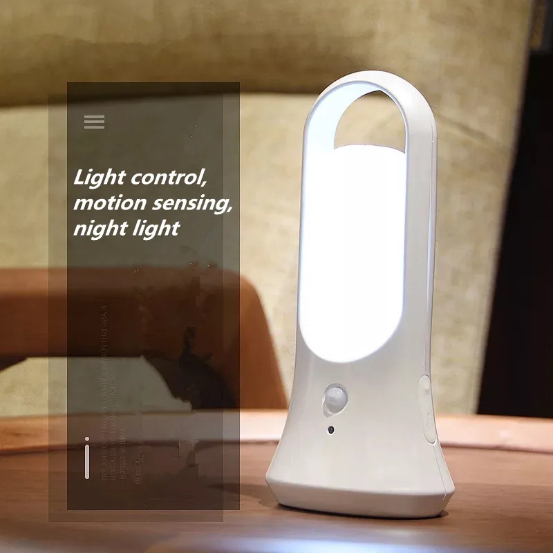

USB charging with motion sensor and illuminated night light portable magnet to absorb smart flashlight table lamp function