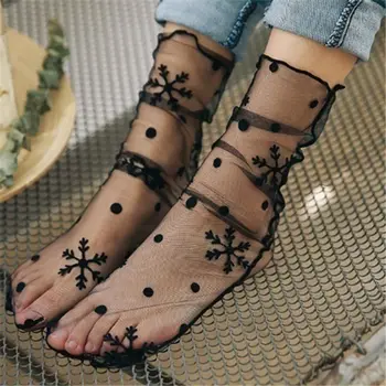 

1 pair Hot Sale Woman Ruffle Fishnet Ankle High Socks Lady Mesh Lace Fish Net Short Socks chaussettes femme fantaisie