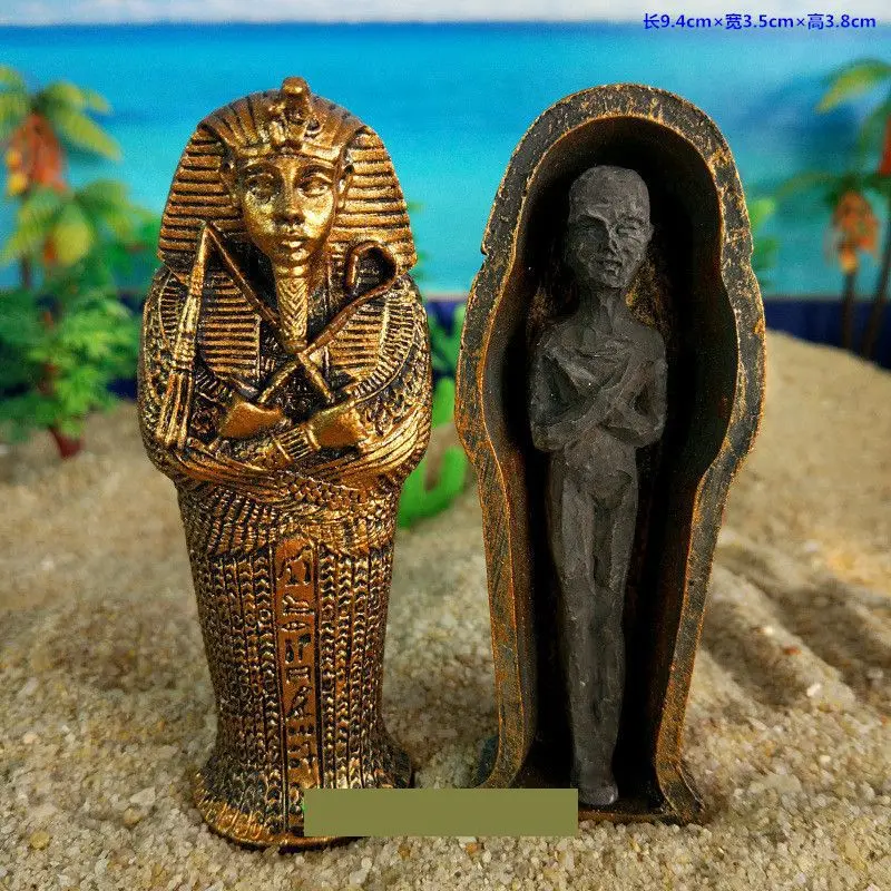 1pcs Resin Ancient Egyptian Coffin Figurine Sculpture Egypt Mummy Statue Small Ornaments Miniature Model Fish Tank Decoration5