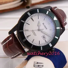 New Fashion Casual 46mm Bliger white dial black PVD case mineral crystal Date Automatic movement Men’s Mechanical Wristwatches