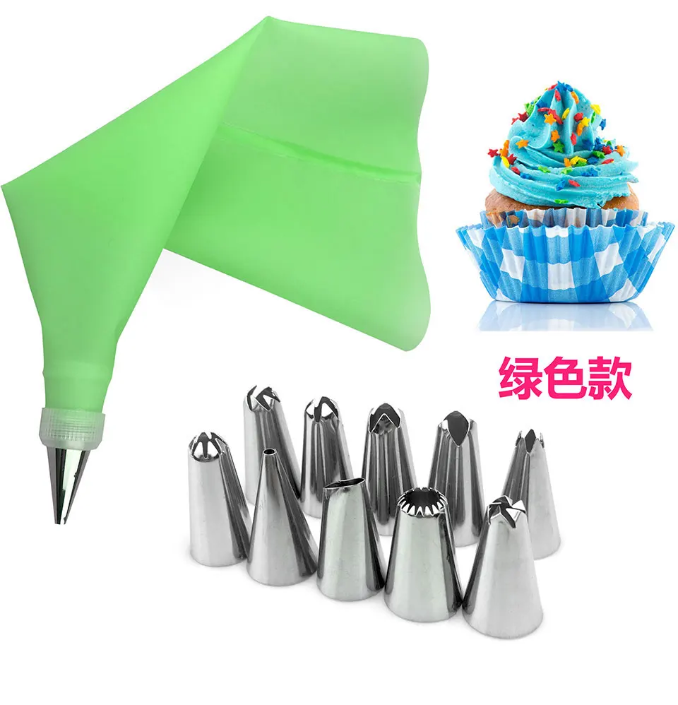 12pcs/Sets Cooking Bag + Piping Nozzles Stainless Steel Cake Decorating Tips Set Confectionery Pastry Cream Baking DIY Tools New