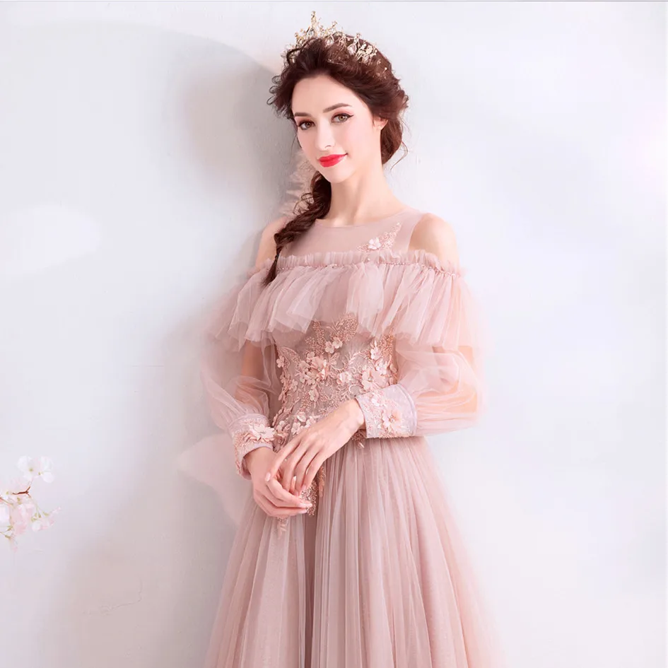 Розовое платье Quinceanera с аппликацией на рукавах для выпускного вечера 15 16