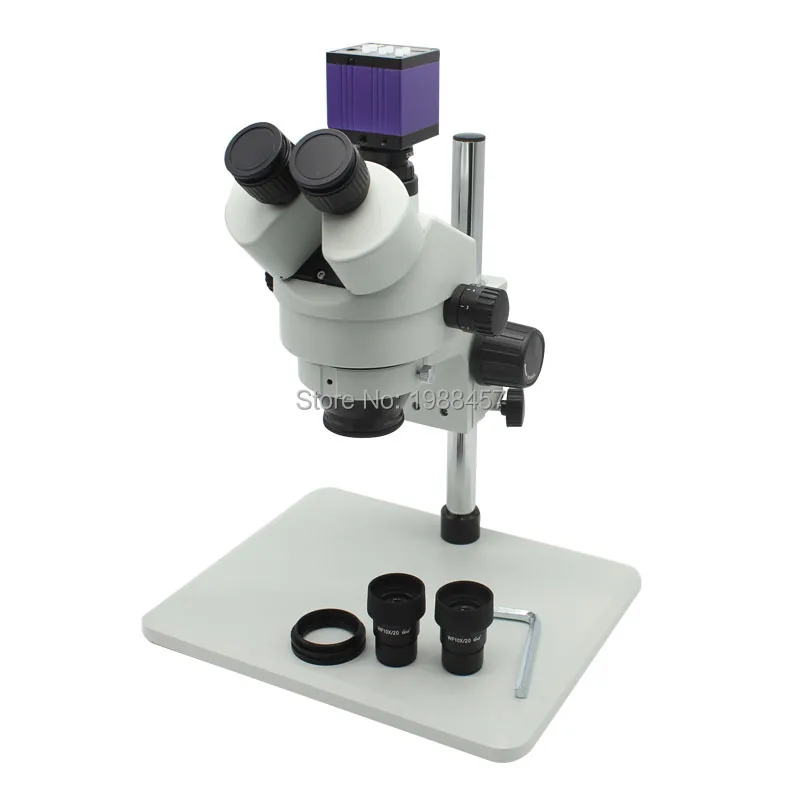 Continuous Zoom Binocular Visual 7 45X Trinocular Stereo Microscope