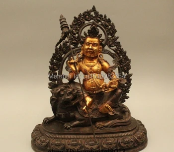 

14"Chinese Tibet Tibetan Buddhism Bronze Gild Money Vaishravana Buddha Statue