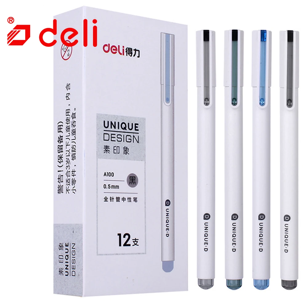 

Deli 12pcs cute kawaii gel pens 0.5mm black gel-ink pen for student writing stationery gel pen 4 colors school & office supplies