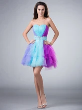 2015 neue Bunte A-linie Kurze Brautkleider Ballkleid Liebsten Rüschen Tüll Cocktail Party Kleider Mädchen Nach Maß cd7915