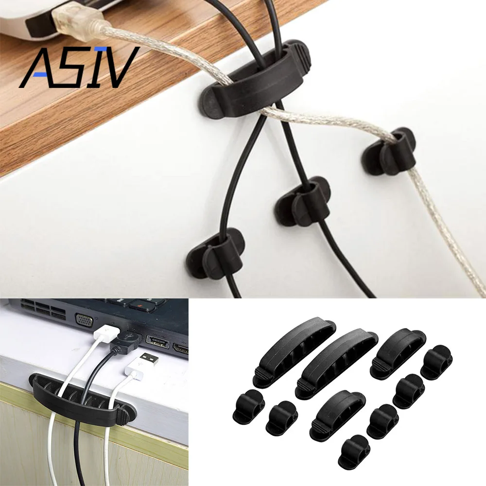 10 PCS/ Set Cable Clips Wire Cord Tidy Table Organizer for Apple Device