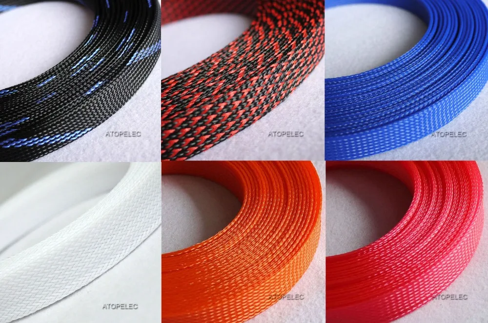 

25MM Wide Braided PET Expandable Sleeving Cable Wire Sheath Selectable Single Color