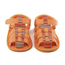 Delebao стиль детская обувь оранжевый полосатый крючок& b петля сандалии для новорожденных