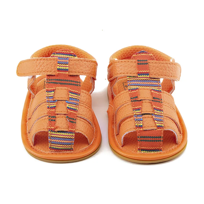 

Delebao 2017 New Style Baby Shoes Oringe Striped Hook &b Loop First Walkers Baby Sandals Wholesale