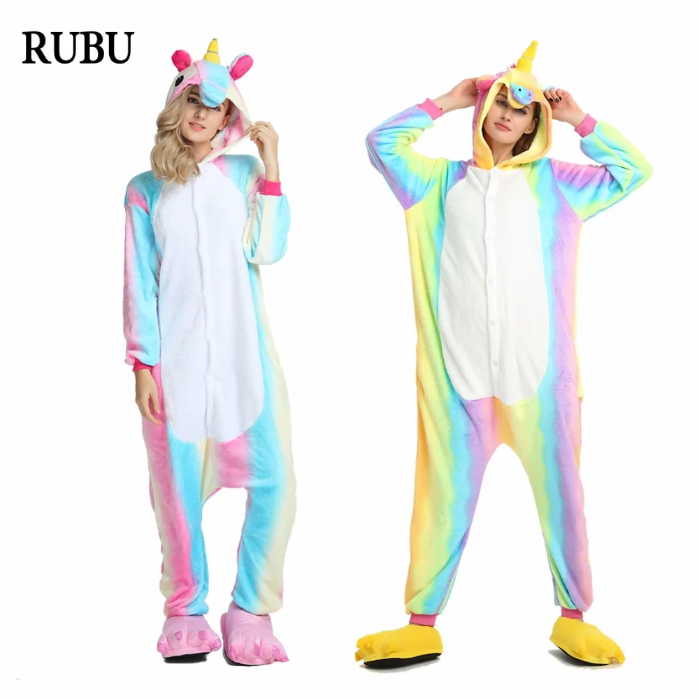 Onesie Winter Adult Unisex Pajamas Cartoon Animal Halloween Cosplay Costume Hooded Sleepwear Unicorn Panda Stitch Onesies