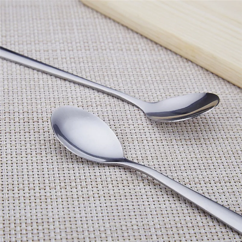 Stainless Steel Teaspoon Long Handle Spoons Flatware Coffee Drinking Tools Kitchen Gadget Ice Cream Soda Western Spoon 40JY158