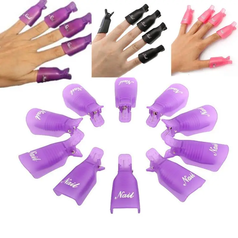 

10 Pcs Nail Art Remover Nail polish remover plastic nail art soak off cap clip