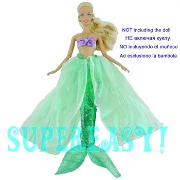 

Fairy Tale Mermaid Clothes Bra With Bead & Sequin Fishtail Dress for Barbie Doll Kurhn Costume Kids Collect Pretend Play