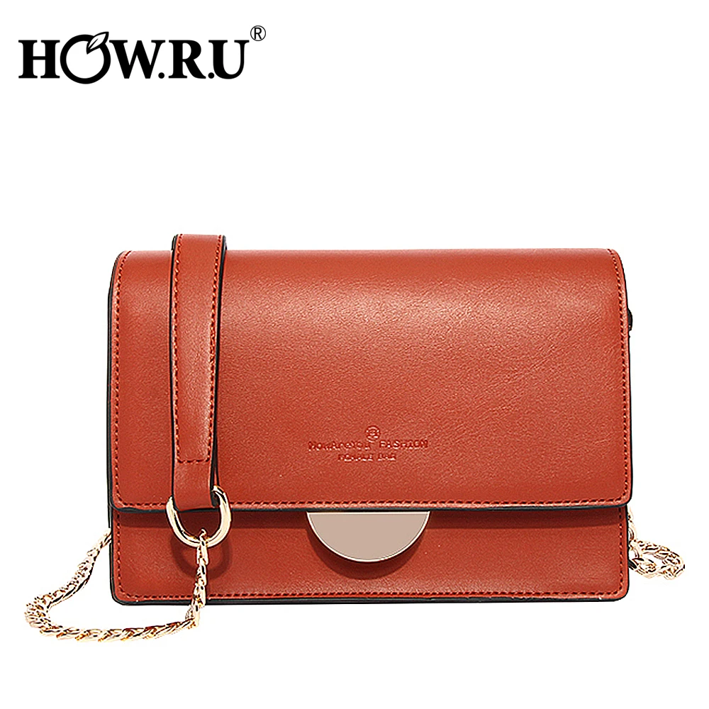 

HOWRU Chains PU Leather Women Shoulder Bag Designer Women Handbags Famous Brand Women Messenger Bag 2019 Fashion Small Flap Bags