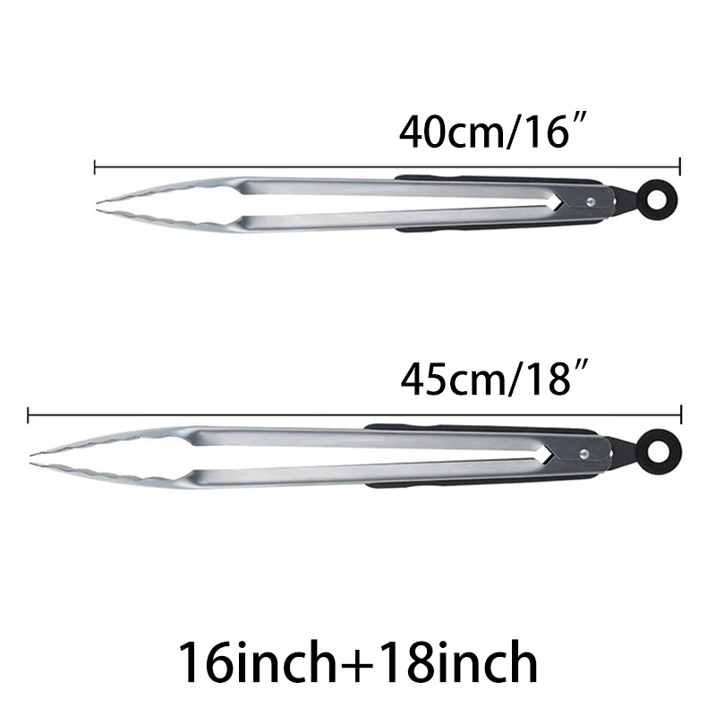 Нержавеющая сталь барбекю щипцы для салата льда Еда Тонг Хлеб шведского стола блокировки Кухня Тонг зажим комплект Гриль Аксессуары для барбекю 12/16/18 дюймов - Цвет: 16inch 18inch