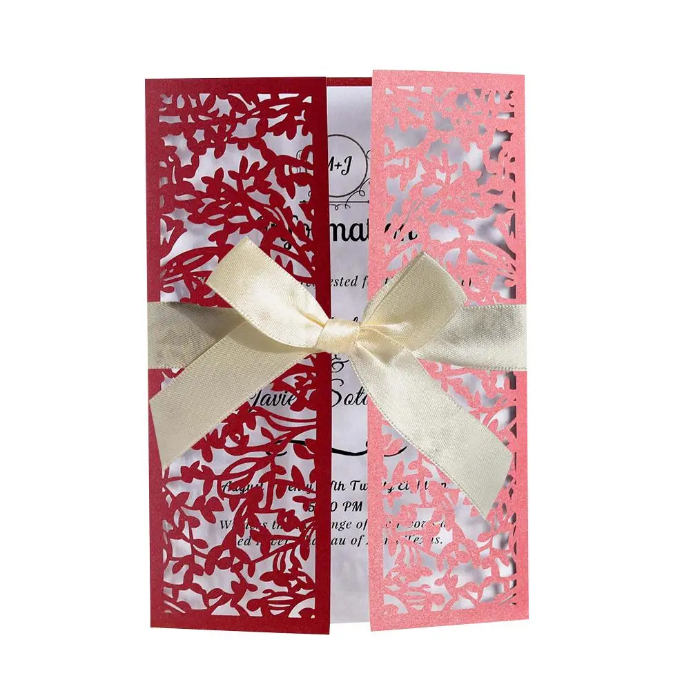  10pcs Holiday Wedding Invitation Laser Hollow Invitation European Bow Invitation Card For Wedding B - 33027526140