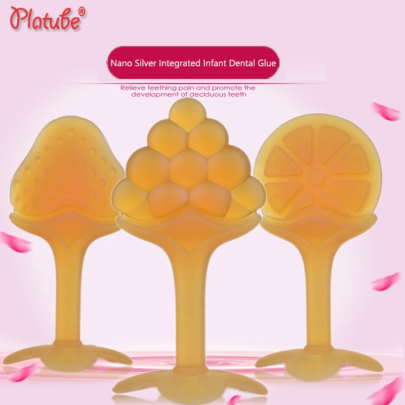 

New Safety Fruit Baby Teether Baby Teething Toy Food Grade Silicone Teether Baby Dental Care Strengthening Tooth Training 3 Type
