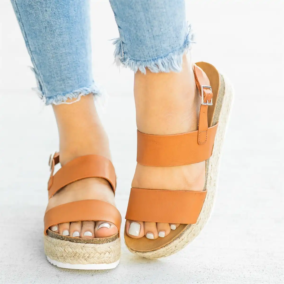 

Puimentiua Summer Leopard PU High Heels Wedges Platform Women Sandals For Female Buckle Strap Comfort Casual Shoes Plus Size