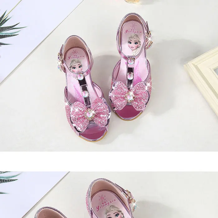 Children girls sandals,Frozen shoes for girls,Dancing and party shoe bow rhinestone bow else shoes EUR size 24-36