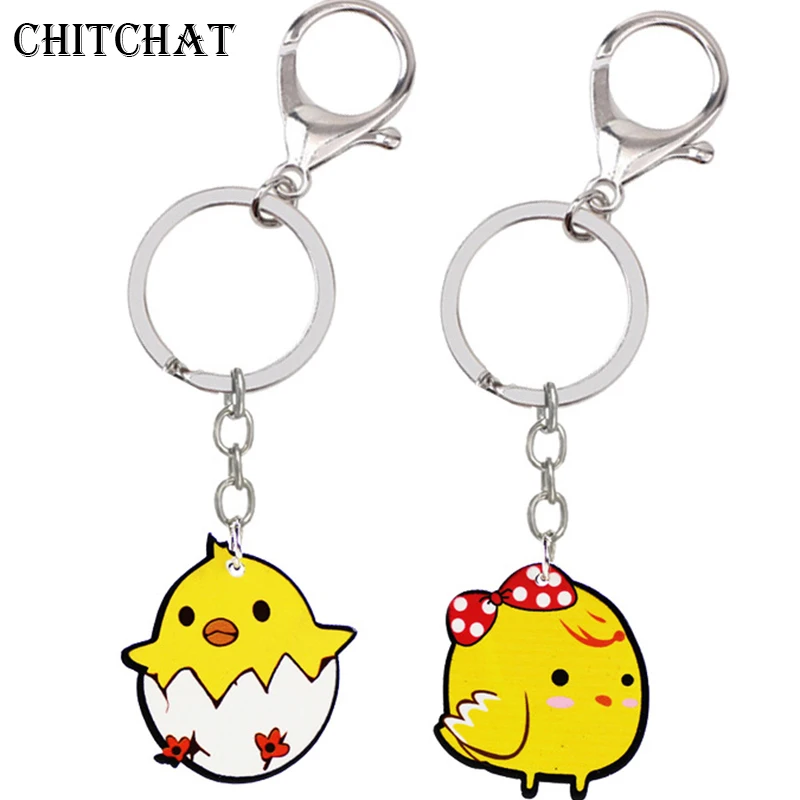 

Cute Mini Yellow Chick Couple Keychain Animal Dolls Keyring Baubles Pendant Lovely Gift For kids Jewelry Bag Accessories