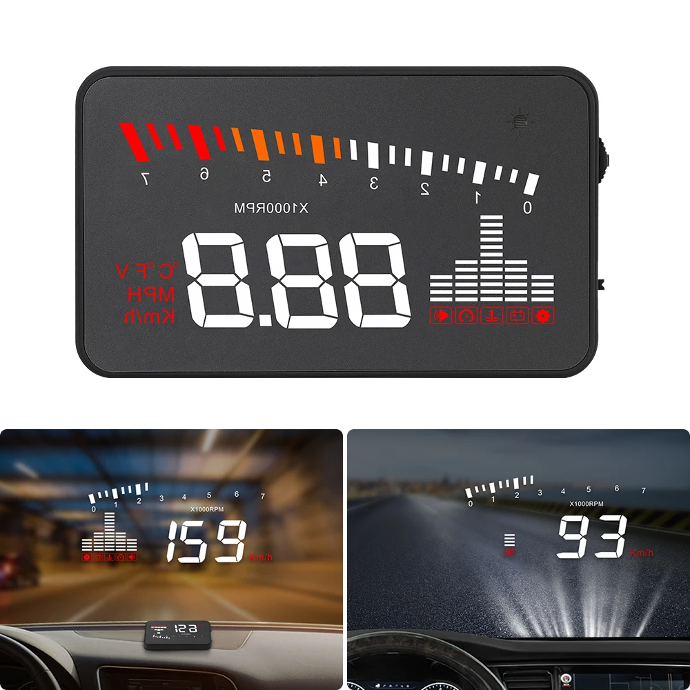3.5mm Universal Car HUD GPS Speedometer Speedo Head Up Display Digital ...