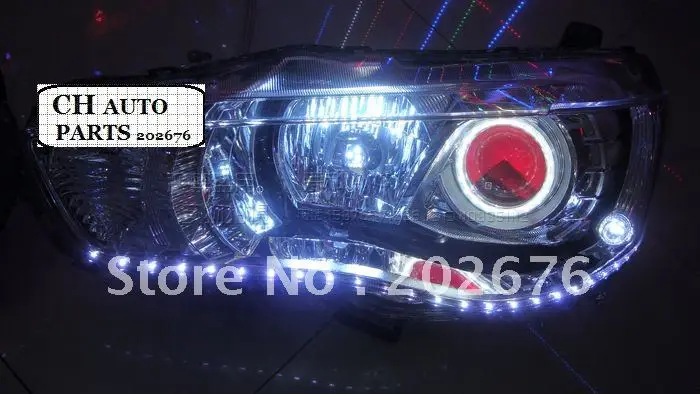 

FREE SHIPPING, 2010-2012 MITSUBISHI OUTLANDER EX ANGEL EYE HEADLAMP ASSEMBLY, WITH LED TEAR EYE AND BI-XENON PROJECTOR
