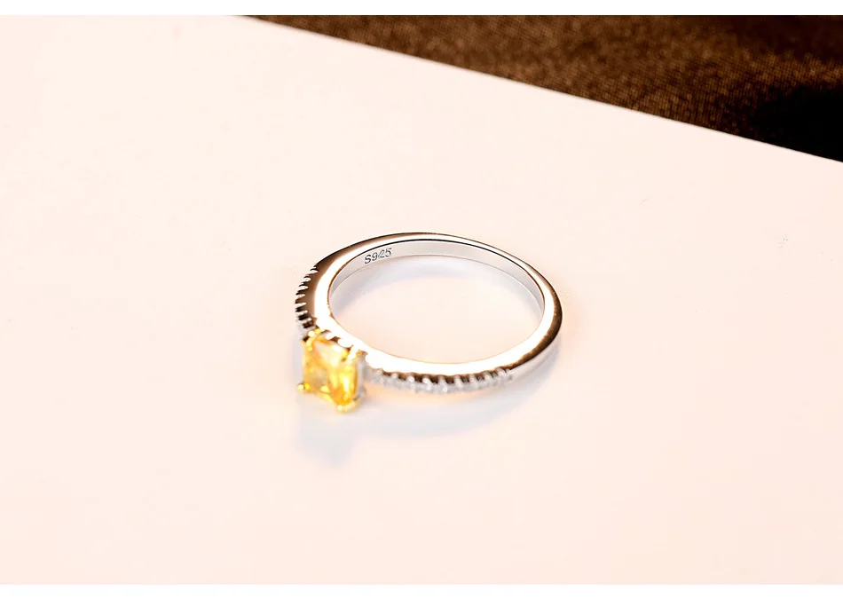 100% натуральная цитрин 925 Серебряное кольцо для Для женщин Мода натуральный драгоценный подарок кольцо Серебряные ювелирные изделия
