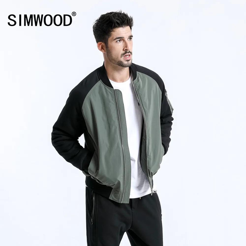 Мужская приталенная куртка бомбер SIMWOOD модная толстая короткая модель брендовая