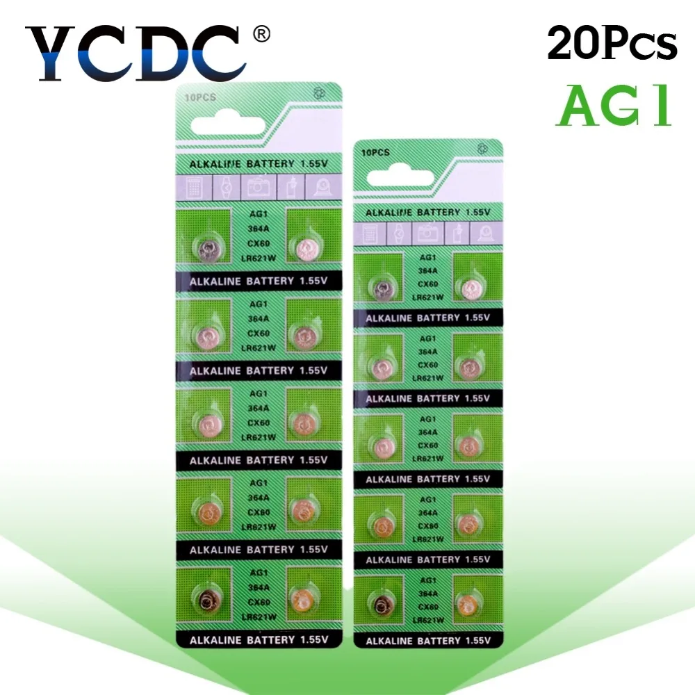 

Cheap 49%off Sale 20pcs/lot for 364 SR621SW AG1 LR621 SR621 164 LR60 L621 1.55V Button Cell Coin Battery Swiss Watch