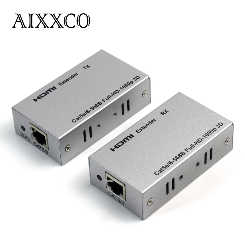 

AIXXCO 60M HDMI Extender 1080p 3D HDMI Transmitter Receiver over Cat 5e/6 RJ45 Ethernet Converter