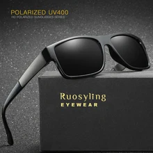 Ruosyling UV 400 поляризованные мужские солнцезащитные очки Квадратные Солнцезащитные очки Мужские Винтажные TR 90 Ультра-светильник матовые черные темные солнцезащитные очки для пляжа
