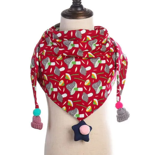 Детский осенне-зимний теплый клетчатый шарф в горошек, хлопковые треугольные шарфы, шаль, хлопковые воротники, теплый детский шейный платок - Цвет: 15