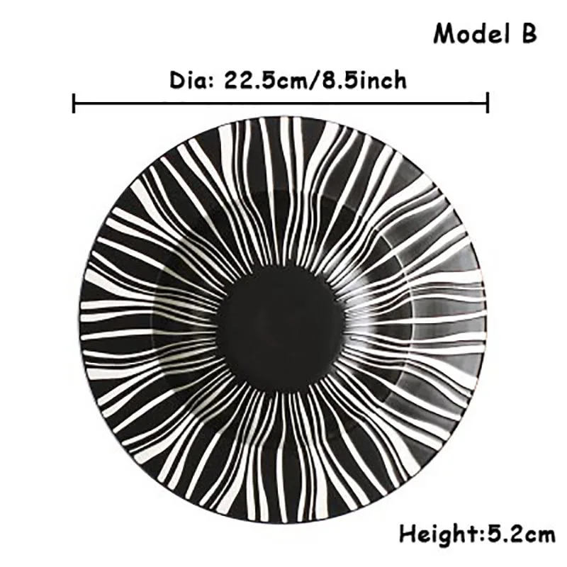 Керамическая тарелка глубокий поднос рисовое блюдо в стиле вестерн салатник пасторальное блюдо пищевая посуда креативный черный и белый соломенная шляпа тарелка 1 шт - Цвет: Model B