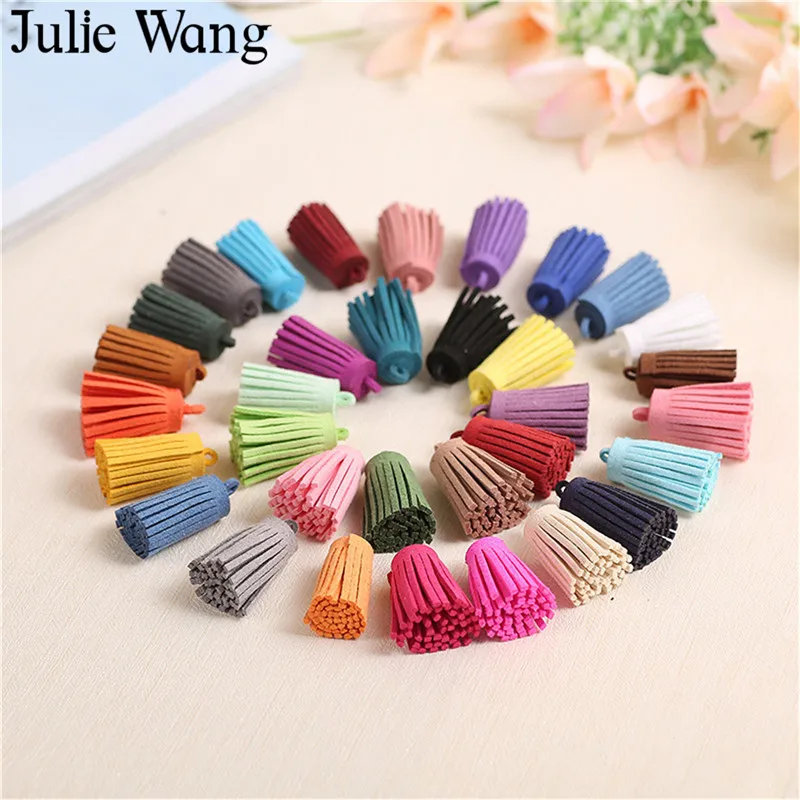 Julie Wang 10PCS 3CM Suede Korean Leather Tassel For Earring Pendant Charms Keychain Cellphone Straps Purses Jewelry Accessory Julie Wang 10PCS 3CM Suede Korean Leather Tassel For Earring Pendant Charms Keychain Cellphone Straps Purses Jewelry Accessory
