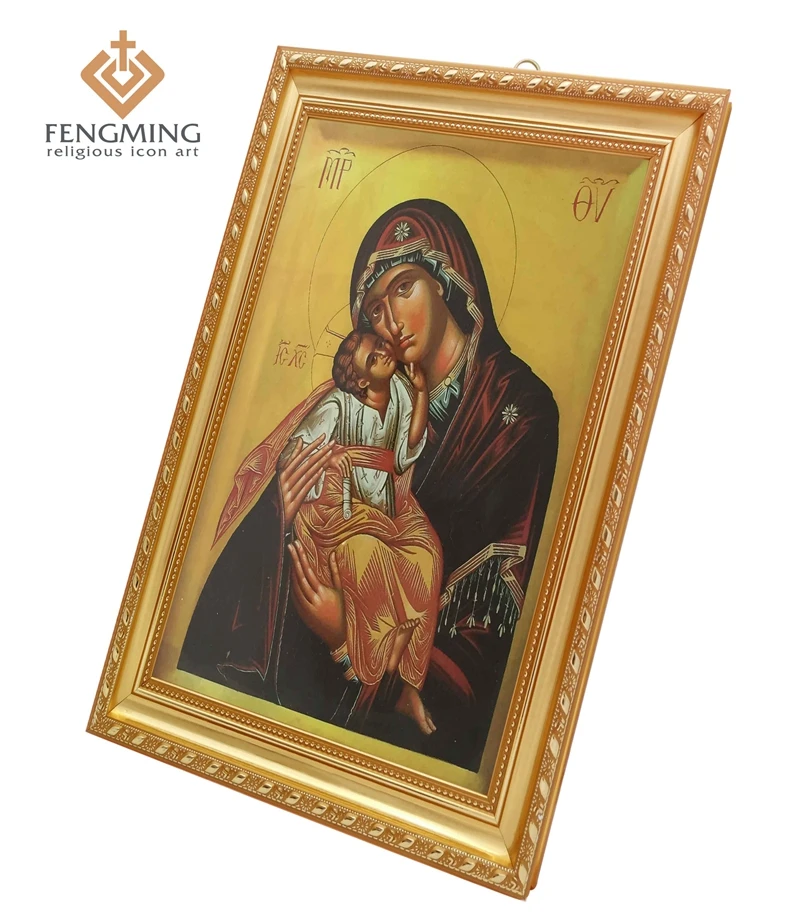 

cheap Handmade gifts pendant virgin mary with jesus baby catholic greek icon byzantine art pictures frame