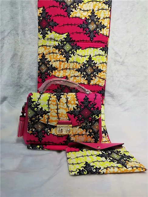 

Beautiful 6Y African cotton wax fabric with wax handbag set for wedding/party BDWB5